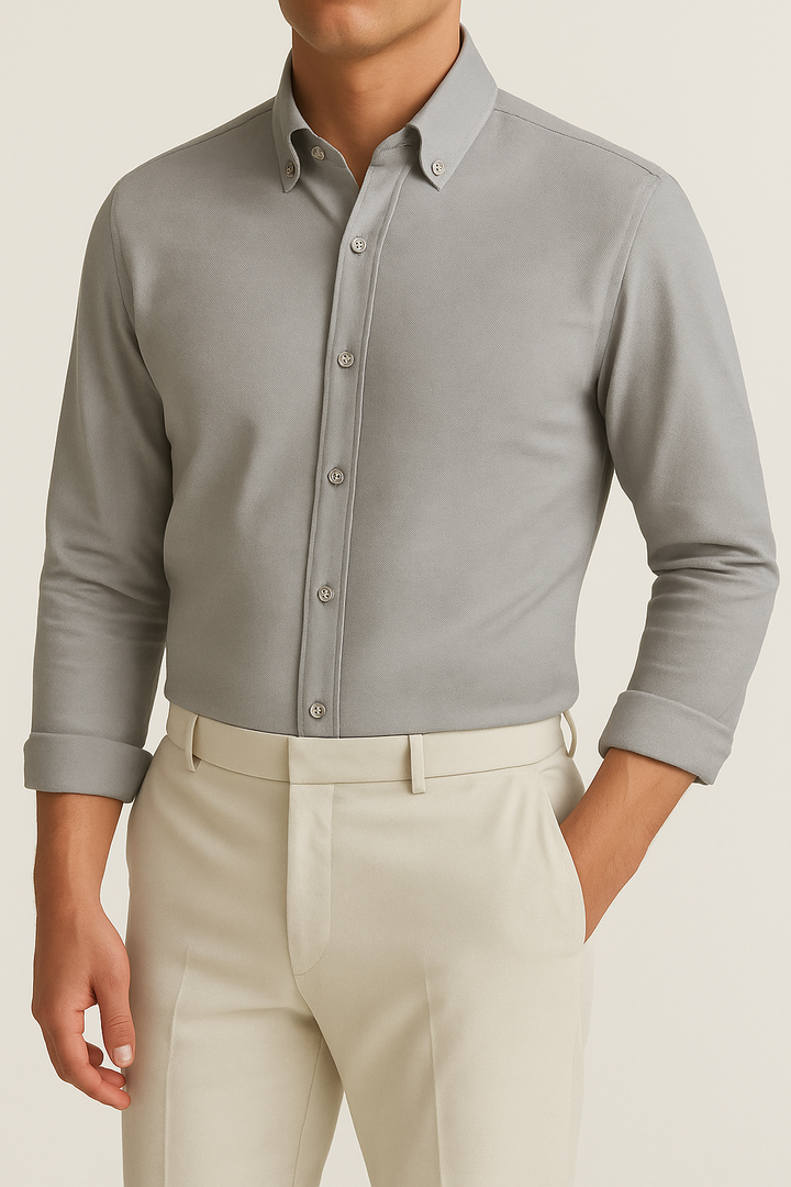 IVAR® Non Iron Stone Grey Slim Fit Shirt