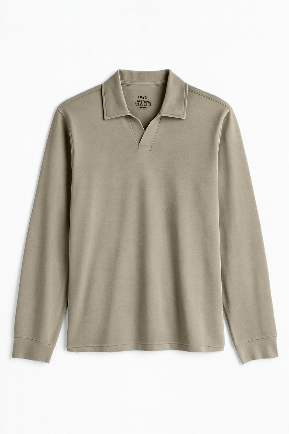 IVAR® Stone Beige Full Sleeve Johnny Collar Polo