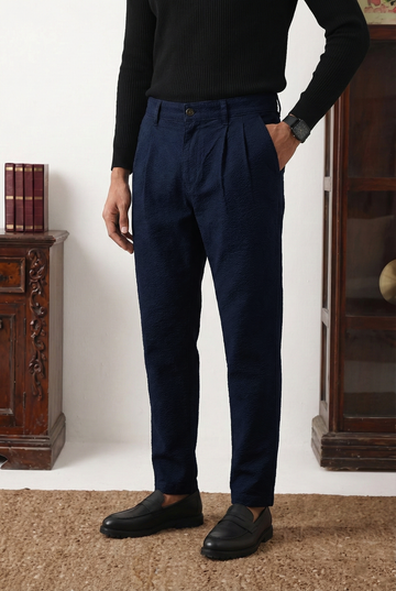 IVAR® Teal Twill Straight Fit Pleated Pants