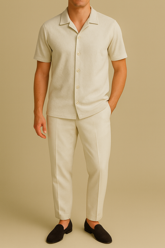 IVAR® Warm Grey Cuban Collar Shirt