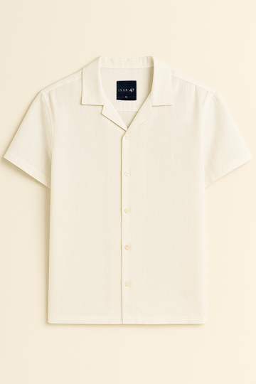 IVAR® White Cuban Collar Shirt